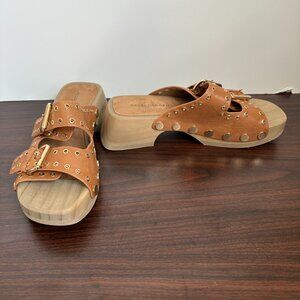 Kelsi Dagger Brooklyn Jolt Tan Clog Sandals Women's Size 7